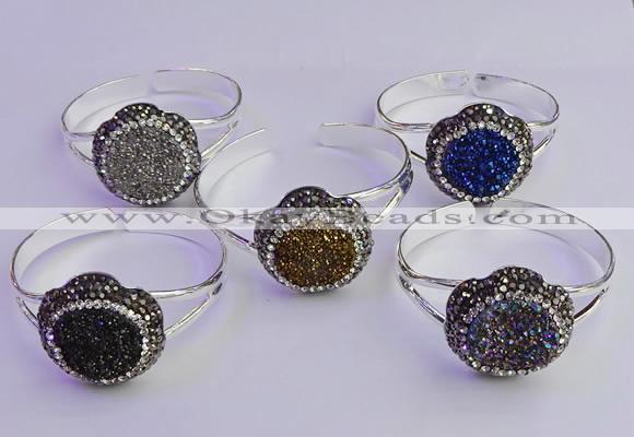 CGB2018 30mm flower druzy agate gemstone bangles wholesale