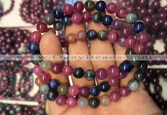 CGB2516 7.5 inches 7.5mm - 7.8mm round ruby sapphire beaded bracelets