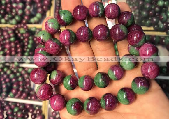 CGB2524 7.5 inches 14mm round ruby zoisite beaded bracelets