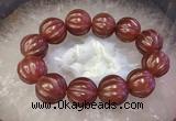 CGB3006 7.5 inches 19mm - 20mm carved round red agate bracelet