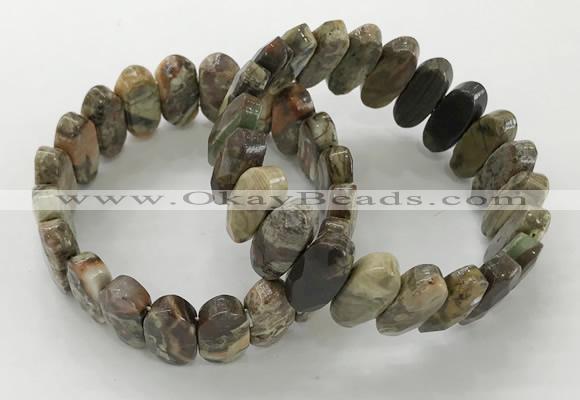 CGB3316 7.5 inches 10*20mm faceted oval rainforest agate bracelets