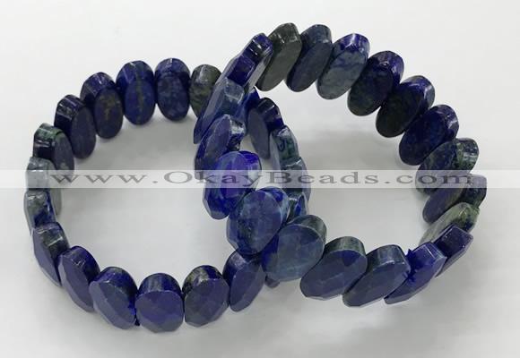 CGB3322 7.5 inches 10*20mm faceted oval lapis lazuli bracelets