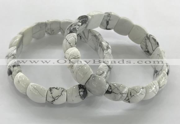 CGB3369 7.5 inches 10*15mm oval white howlite bracelets