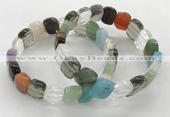 CGB3446 7.5 inches 10*15mm faceted marquise mixed gemstone bracelets