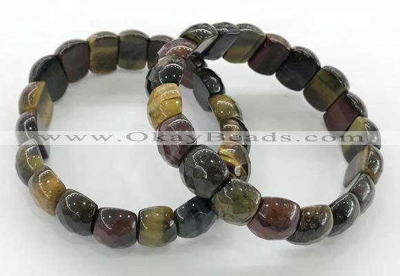 CGB3466 7.5 inches 10*14mm faceted oval mixed tiger eye bracelets