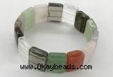 CGB3483 7.5 inches 15*20mm faceted rectangle mixed gemstone bracelets