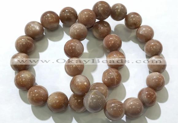 CGB4069 7.5 inches 14mm round sunstone beaded bracelets