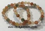 CGB4071 7.5 inches 8mm round mixed rutilated quartz beaded bracelets