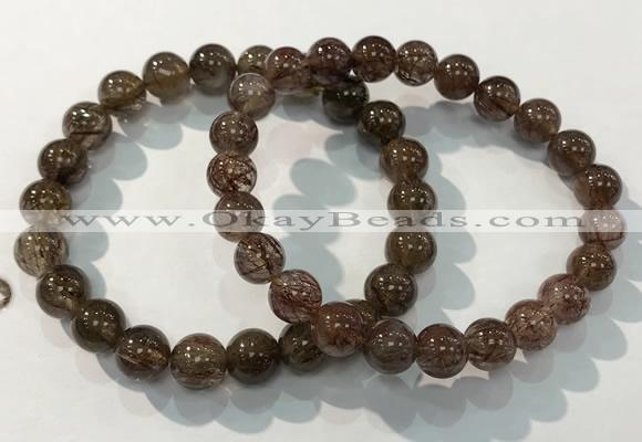 CGB4094 7.5 inches 9mm round rutilated quartz beaded bracelets