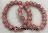 CGB4119 7.5 inches 9.5mm - 10mm round rhodochrosite beaded bracelets