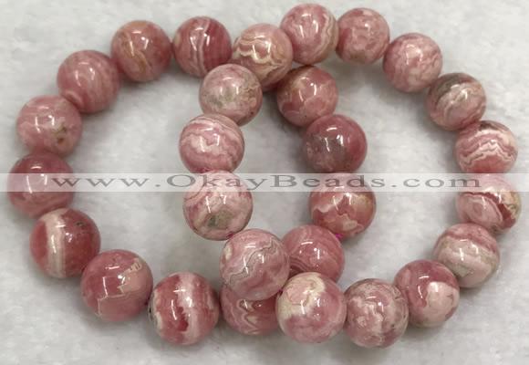 CGB4120 7.5 inches 13.5mm - 14.5mm round rhodochrosite beaded bracelets