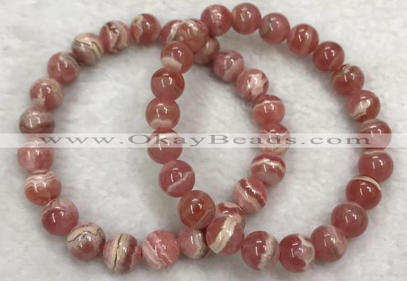 CGB4129 7.5 inches 8.5mm - 9mm round rhodochrosite beaded bracelets