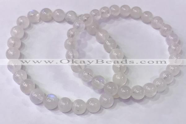 CGB4500 7.5 inches 7mm - 8mm round white moonstone beaded bracelets