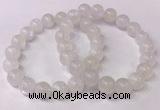 CGB4507 7.5 inches 10mm - 11mm round white moonstone beaded bracelets