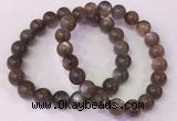 CGB4553 7.5 inches 9mm - 10mm round black sunstone beaded bracelets