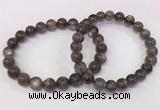 CGB4573 7.5 inches 8mm - 9mm round black sunstone beaded bracelets