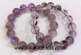 CGB4669 12mm - 13mm round purple phantom quartz beaded bracelets