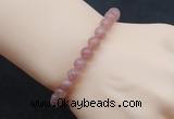 CGB5002 6mm, 8mm round strawberry quartz beads stretchy bracelets