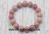 CGB5371 10mm, 12mm round pink wooden jasper beads stretchy bracelets