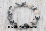 CGB5382 10mm, 12mm round black & white jasper beads stretchy bracelets