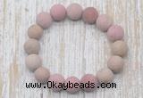 CGB5510 10mm, 12mm round matte pink wooden jasper beads stretchy bracelets