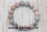 CGB5514 10mm, 12mm round matte pink zebra jasper beads stretchy bracelets