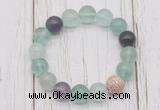 CGB5655 10mm, 12mm fluorite beads with zircon ball charm bracelets