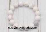 CGB5691 10mm, 12mm white howlite turquoise beads with zircon ball charm bracelets