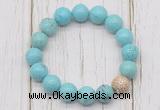 CGB5692 10mm, 12mm blue howlite turquoise beads with zircon ball charm bracelets