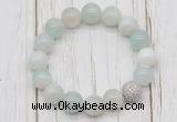 CGB5703 10mm, 12mm sea blue banded agate beads with zircon ball charm bracelets