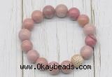 CGB5731 10mm, 12mm pink wooden jasper beads with zircon ball charm bracelets