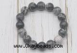 CGB5741 10mm, 12mm black water jasper beads with zircon ball charm bracelets