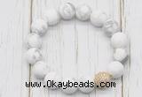 CGB5800 10mm, 12mm matte white howlite beads with zircon ball charm bracelets