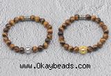 CGB6006 8mm round yellow tiger eye bracelet with lion head for men