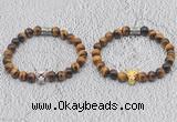 CGB6007 8mm round yellow tiger eye bracelet with leopard head for men