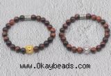 CGB6012 8mm round red tiger eye bracelet with lion head for men