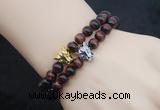 CGB6017 8mm round grade AA red tiger eye bracelet with leopard head for men