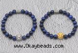 CGB6034 8mm round blue tiger eye bracelet with lion head for men