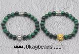 CGB6037 8mm round green tiger eye bracelet with lion head for men