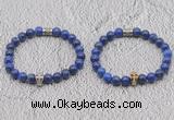 CGB6045 8mm round lapis lazuli bracelet with skull for men