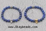 CGB6046 8mm round lapis lazuli bracelet with skull for men