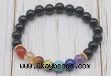 CGB6215 8mm black agate 7 chakra beaded mala stretchy bracelets