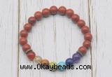 CGB6232 8mm red jasper 7 chakra beaded mala stretchy bracelets