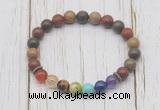 CGB6243 8mm picasso jasper 7 chakra beaded mala stretchy bracelets