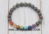 CGB6245 8mm dragon blood jasper 7 chakra beaded mala stretchy bracelets