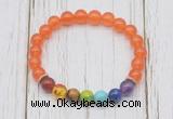 CGB6255 8mm candy jade 7 chakra beaded mala stretchy bracelets