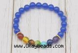 CGB6260 8mm candy jade 7 chakra beaded mala stretchy bracelets