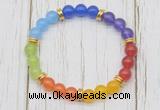 CGB6264 8mm 7 chakra mixed candy jade beaded mala stretchy bracelets