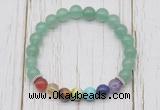 CGB6268 8mm green aventurine 7 chakra beaded mala stretchy bracelets