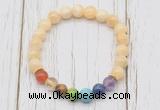 CGB6269 8mm honey jade 7 chakra beaded mala stretchy bracelets